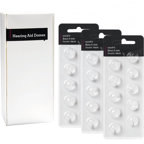 KOKCOOL Replacement Hearing Aid Domes Compatible with Oticon Minifit, Double Vent Bass Domes 8 mm, 3 Packs