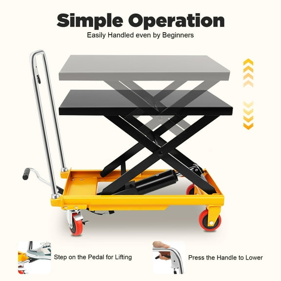 Hydraulic Scissor Lift Table Single Scissor Hydraulic Lift Table with Locking Wheels for Material Handling