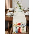 thumbnail image 4 of Red Poppy Flower Table Runner Cotton Linen 120 Inch Holiday Dresser Scarves, Patriotic Blue Floral 4th of July Tablerunner for Kitchen Coffee Dining Bedroom Living Room Dinner Scarf Décor 13''x120'', 4 of 9