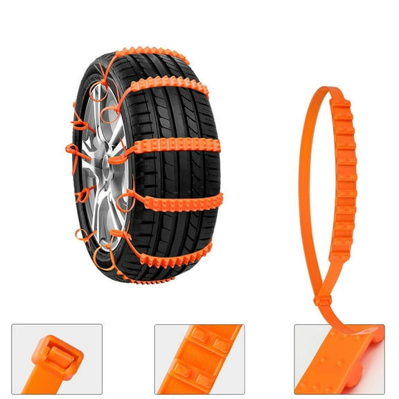WUUJIPAI Universal Anti-Skid Snow Tire Chains for Cars SUVs Trucks, Tire Zip Ties for Snow and Ice, Winter Traction Snow Tire Straps, Fit 145–295mm Tires