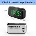 thumbnail image 3 of Full-screen Digital Alarm Clock with USB Charging Port, 5" LED Display, Dimmer, Indoor Temperature, 12/24H, Electric Clocks for Bedroom(not Charged), 3 of 5