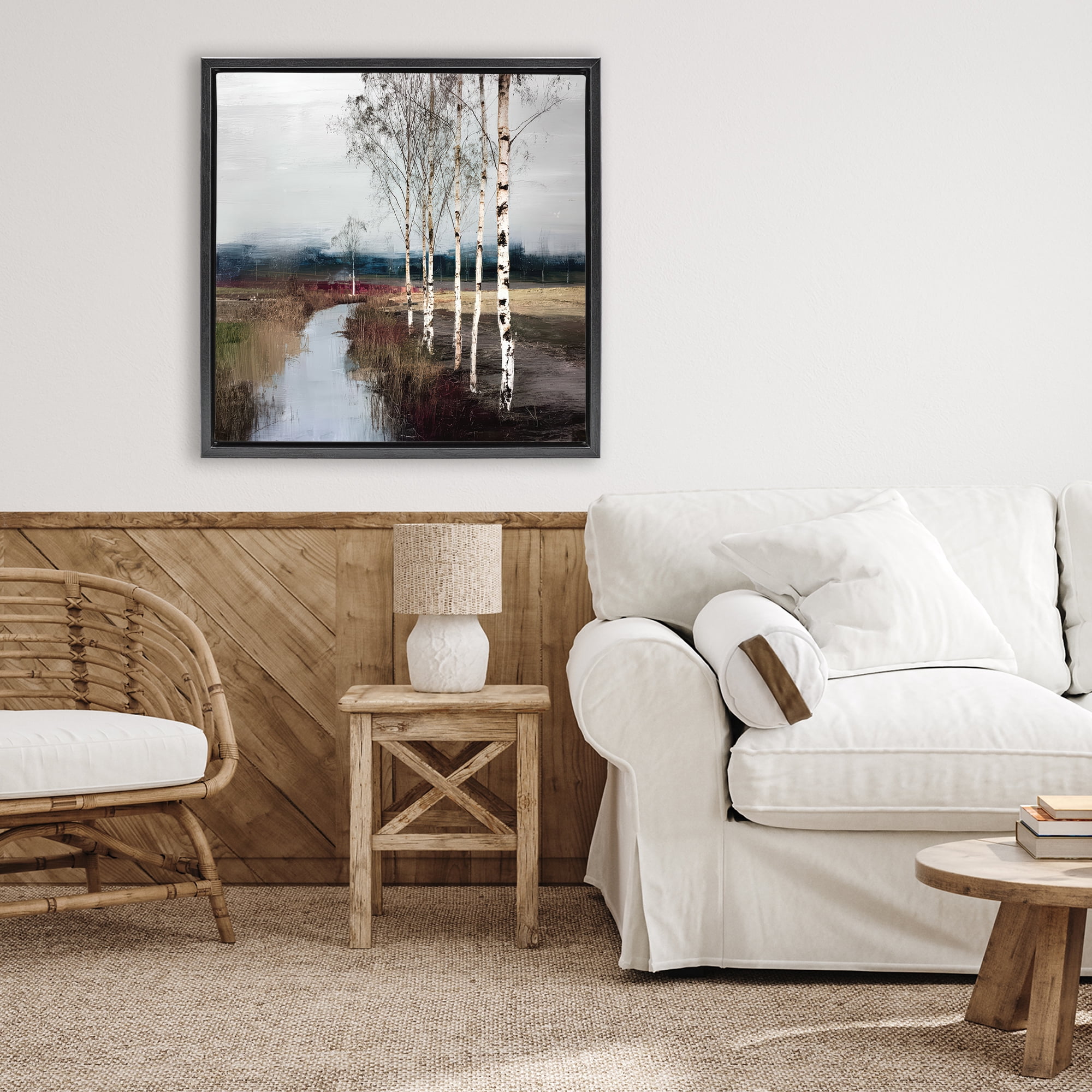 Stupell Industries Birch Creek River Black Framed Floater Canvas Wall Art, design by Kim Curinga