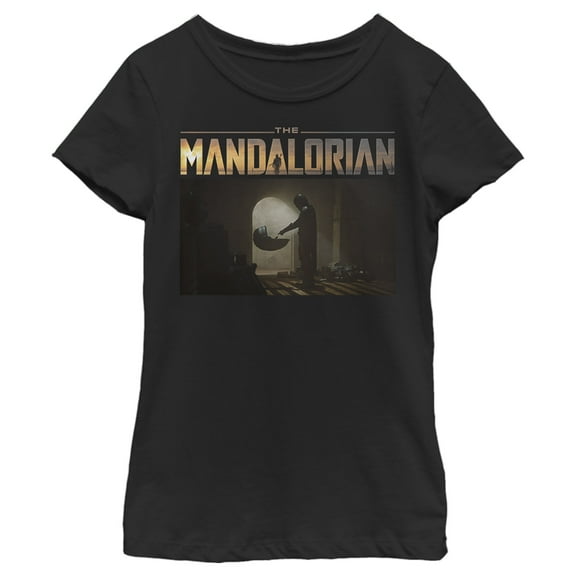 Girl's Star Wars: The Mandalorian The Child Bounty Logo Silhouette Graphic Tee Black X Large