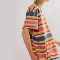 thumbnail image 3 of Ashirexll T-shirts, Womens Short Sleeve Tops, Women Oversized T-shirt Striped Short Sleeve Crew Neck Tee Shirt Casual Loose Drop Shoulder Summer Going Out Top, 3 of 6