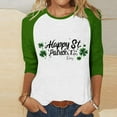 thumbnail image 2 of JTZGDY Plus Size St. Patrick's Day Tops for Women Dressy Casual Raglan 3/4 Sleeve Green Gilter Shamrock Print Round Neck Graphic T-Shirts Trendy Oversized Holiday Outfit Clothes Green#10 XXXL, 2 of 5