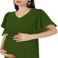 thumbnail image 5 of Robe de Maternité à Manches Courtes pour Femmes, Couleur Unie, Col en V, Robe Longue Décontractée, 5 of 5