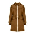 thumbnail image 4 of Hfnxid Long Hoodies for Women Zip Up Tunic Hooded Sweatshirts Lightweight Drawstring Waist Hoodie Jackets Fall Casual Coat with Pockets, 4 of 4