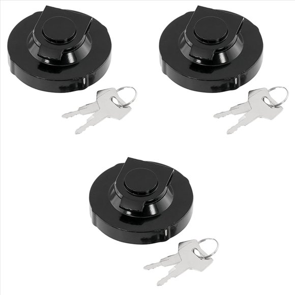3X Bouchon de Réservoir de Carburant pour Excavatrice Takeuchi Accessoires 15521-00500,3 x Bouchon de Réservoir de Carburant 6 x Clés, Noir