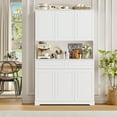 thumbnail image 2 of Homfa 73.8”H Pantry Cabinet with 6 Doors and 2 Drawers, Microwave Stand Storage Cabinet with Grooved Handles and Adjustable Shelf for Kitchen Dining Room, White, 2 of 7