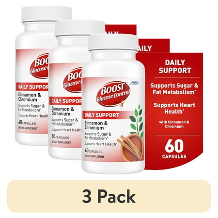 (3 pack) BOOST Glucose Control Daily Support Cinnamon and Chromium Dietary Supplement, 60 Count