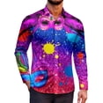 thumbnail image 2 of Mens Shirts Casual Carnival Business Long Sleeve Button Down Lapel Top Stylish Daily Wear Comfortable Dress Shirt for Men A L, 2 of 4