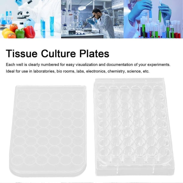 10 Pack 48 Well Tissue Culture Plates Clear Uniform Thickness with Lid for Biology Lab