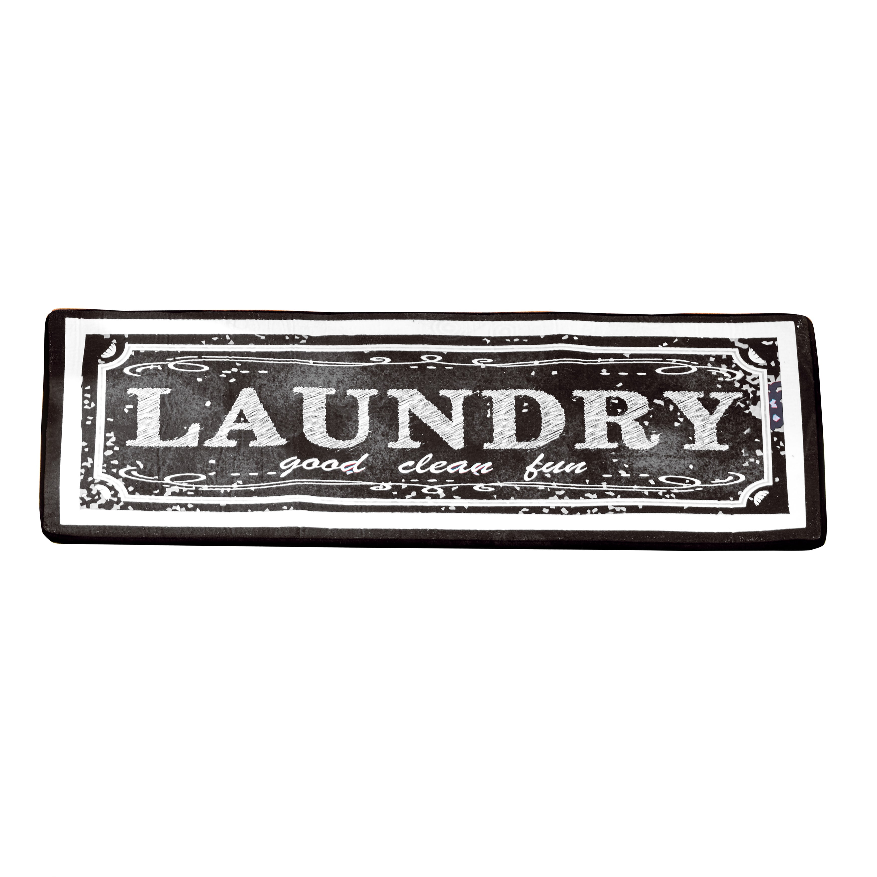 Farmhouse Style Laundry Rug with Chalkboard Look and Nonslip Backing