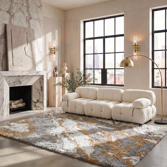 Safavieh Horizon Konstantinos Abstract Shag Area Rug, Gray/Gold, 8' x 10'