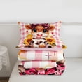 thumbnail image 5 of jejeloiu Pink Checkered Highland Cow Twin Comforter Sets Kids,Girly Farm Print Bedding Set,Reversible,2pcs, 5 of 7