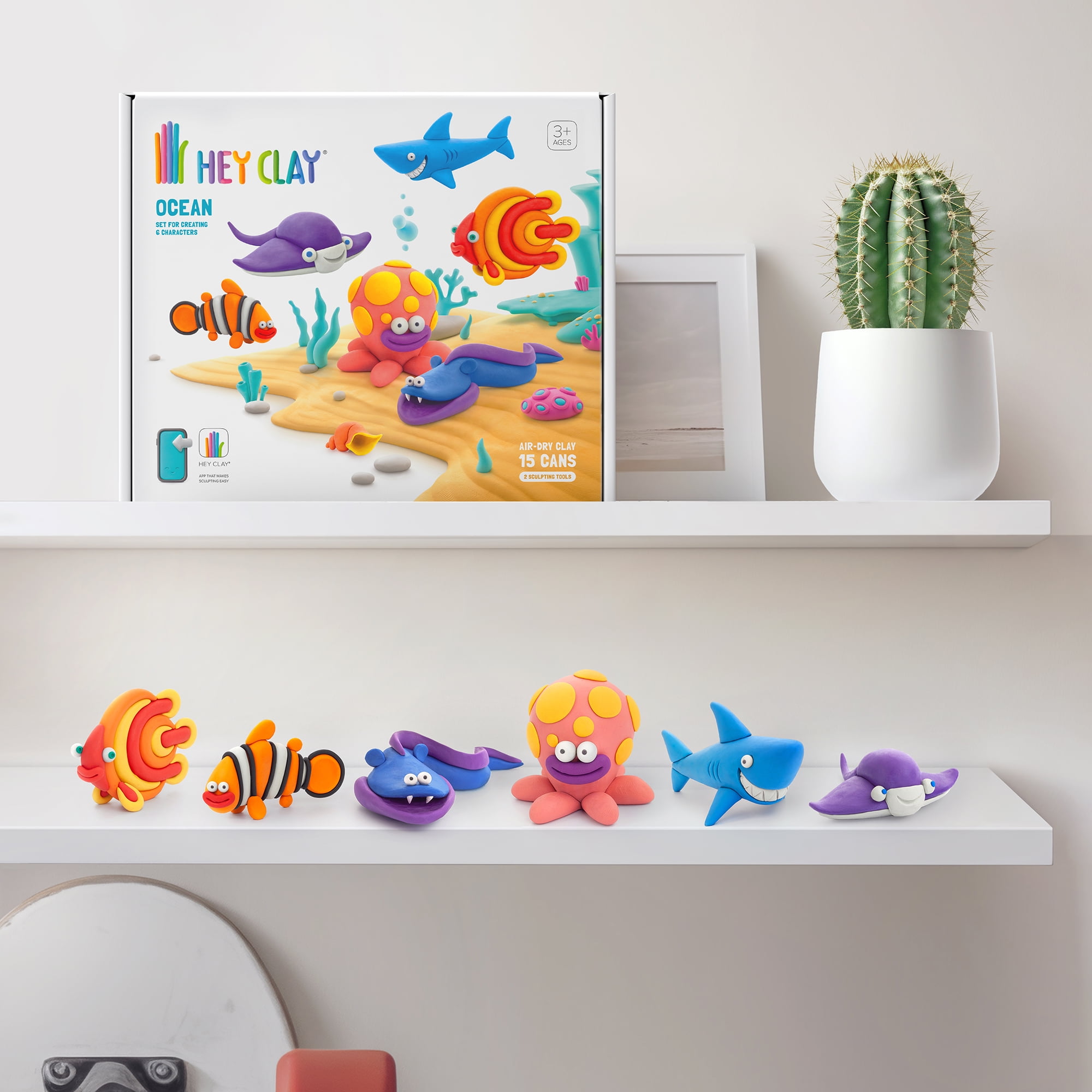 Hey Clay Ocean Creatures, Air Dry Clay Kit with Interactive App for Kids & Tweens