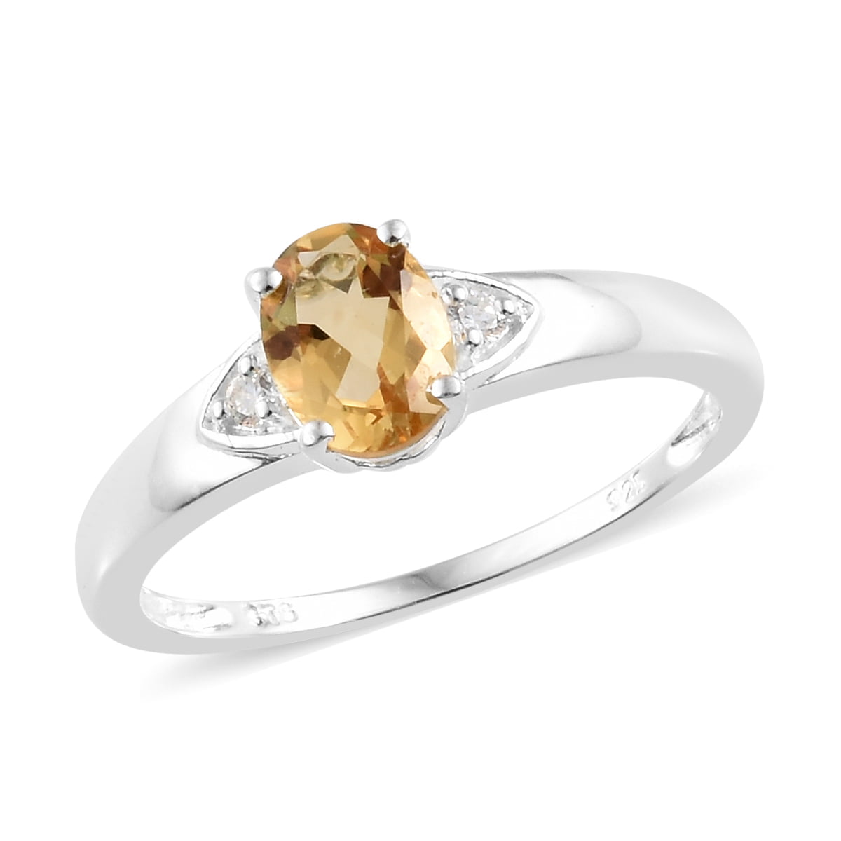 925 Sterling Silver Citrine Cubic Zirconia Ring for Teen Girls Cttw 1.1 ...