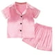 thumbnail image 1 of Odeerbi 1-8 Años Niños Niñas Pijama de Verano de Satén Con Solapa de Muesca Camisa de Manga Corta Pantalón Conjunto de Ropa de Dormir Suave, 1 of 9