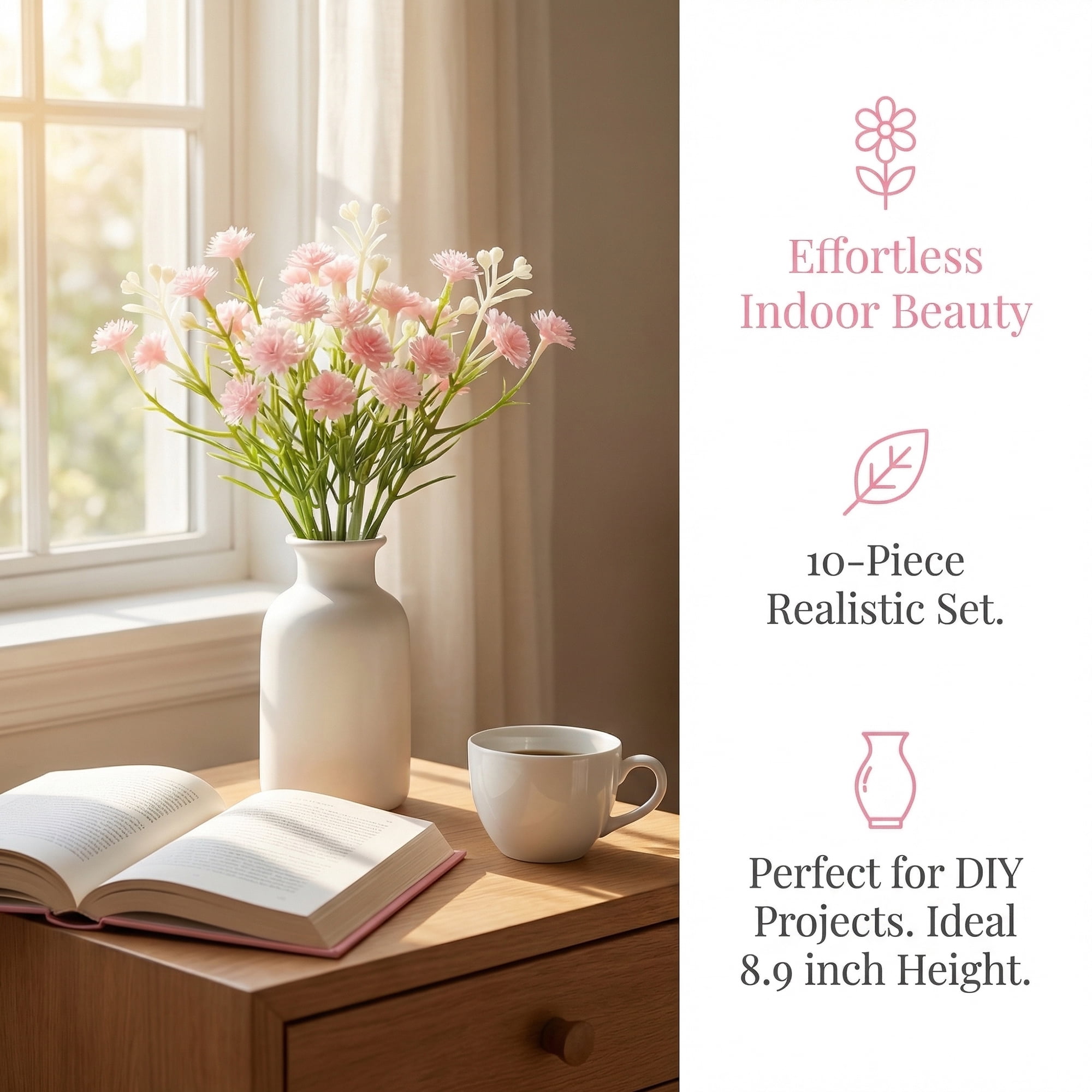 Unique Bargains Artificial Baby's Breath Flowers Faux Bouquets Light Pink 8.9inch