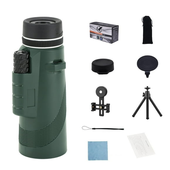 80 High Power Monocular Telescope for Outdoors Mobile Phone Photography Bird Watching Black with Universal Clamp & Tripod