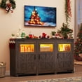 thumbnail image 3 of ChVans LED Farmhouse TV stand for up to 75" TVs with Power Outlet, 65" Large Entertainment Center Console Table, 33.5" Tall Rustic Media Console w/Storage Shelves for Living Room, 3 of 8