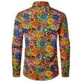 thumbnail image 3 of CONZONE Mens 70S Disco Buttons Down Shirts Long Sleeve Hippie Shirts for Men Trendy Floral Graphic Lapel Soft Lightweight Tops, 3 of 8