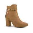 thumbnail image 1 of Unique Bargains Femmes Boucle Décor Talons Chunky Bottines, 1 of 7
