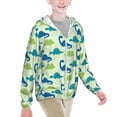 thumbnail image 2 of Xecao Cute Dinosaur Blue Green Print Fishing Shirts for teenager Long Sleeve UV Sun Protection Hoodie with Zipper Outdoor Hiking Shirts-X-Large, 2 of 7