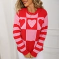 thumbnail image 7 of Women Valentines Day Sweater Long Sleeve Cute Heart Sweaters Crew Neck Casual Ribbed Knit Pullover Top Red, M, 7 of 7