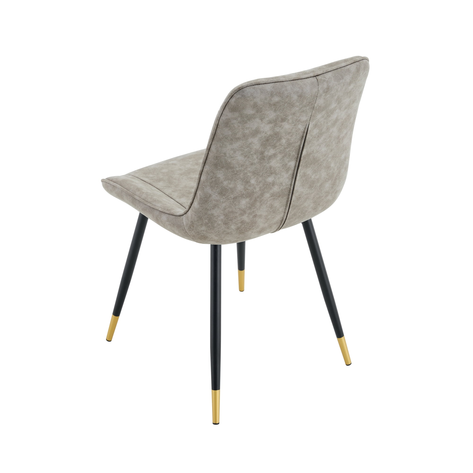 Leumius Dining Chairs Set of 2, Tech Fabric Upholstered Dining Chairs with Semi-Gloss Black Metal Legs, Gold-Trimmed Adjustable Non-Slip Feet, Vertical-Stitched High Back for Dining Room Gray