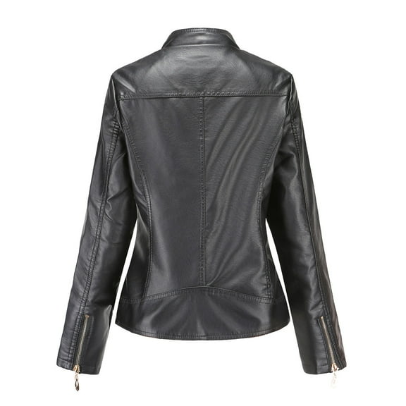 eileial Women's Trendy Leather Jacket Moto Short Jacket Fashion PU Jacket Coat,Black XXL