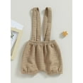 thumbnail image 4 of Bagilaanoe Newborn Baby Boy Girl Suspender Shorts Solid Color Overalls 3M 6M 9M 12M 18M Infant Waffle Jacquard Elastic Waist Short Pants, 4 of 8