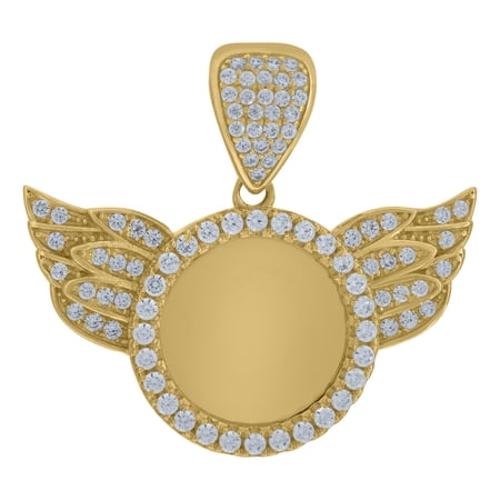 10k Two-Tone Gold Cubic Zirconia Wings Fashion Charm Pendant