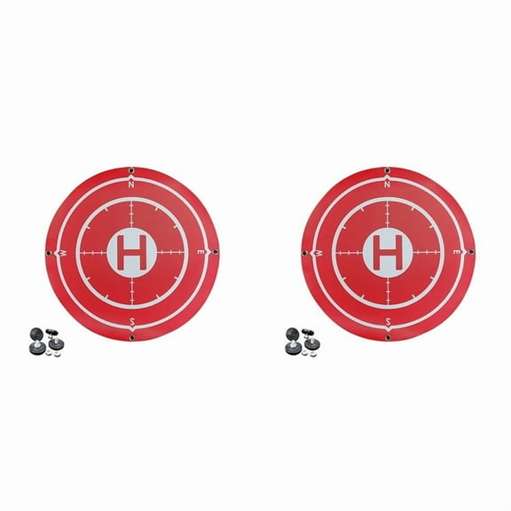 2pcs 60CM Drone Landing Pads Foldable Portable Landing Pad Waterproof Stain-Proof for Drone Universal Red,2 x Drone Landing Pads 2Set x Weight Pads,Red
