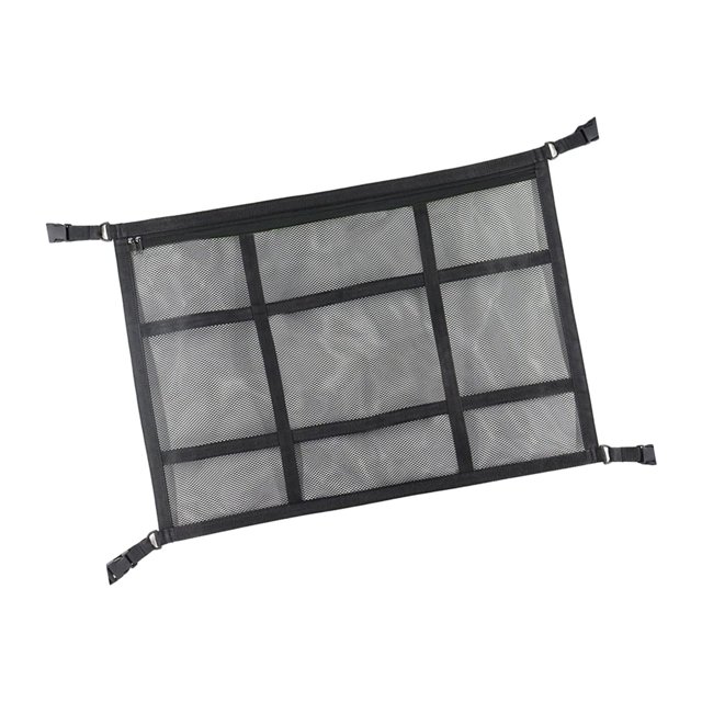 Almencla Car Ceiling Cargo Net Pocket Easy Installation Interior Accessories 35.4"x25.6" Black