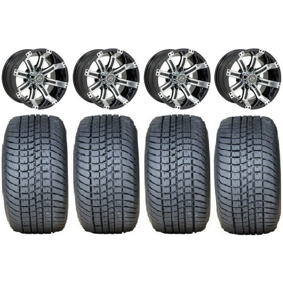 GTW Tempest 12" Golf Cart Wheels Machined 225x35 Lo Pro Tires E-Z-GO & Club Car
