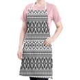 thumbnail image 5 of Black Geometric Triangle Striped Pattern Apron-Garden Aprons for Women with Pockets-Cotton Linen Waterproof Kitchen Cooking Gardening Aprons Adjustable for Kitchen,Cooking,BBQ and Salon 33x27 Inch, 5 of 7