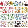 thumbnail image 1 of 12 hojas de calcomanías para frotar con flores de plantas y abejas, calcomanías para frotar con flores de mariposas, hojas y primaveras, calcomanías para frotar con papel, madera, muebles,, 1 of 7