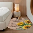 thumbnail image 2 of Yellow Sunflowers Round Area Rug 3.3Ft Washable Circle Rugs for Dining Room Table, Farmhouse Floral Rustic Leaves Brown Wood Non-Slip Carpet Floor Mats Indoor Outdoor Carpet Runner Home Decor, 2 of 8