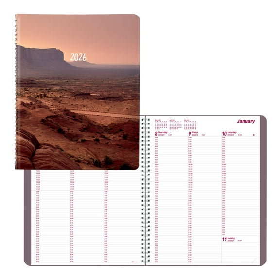 2026 Brownline Essential Weekly Appointment Planner, 11" x 8-1/2", 50% Recycled, Mountain - Canyon, January To December, CB950G.04
