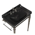 thumbnail image 4 of 28 Inch Black Integrated Ceramic Bathroom Basin with 3 Pre Drilled Faucet Holes Overflow No Cabinet No Faucet, 4 of 5