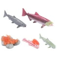 thumbnail image 1 of KAKOWELY 4Pcs Salmon Figurine Crafts Lifelike Kindergarten Fish Model Set (Random Color),3.74X"X1.18"X0.39", 1 of 5