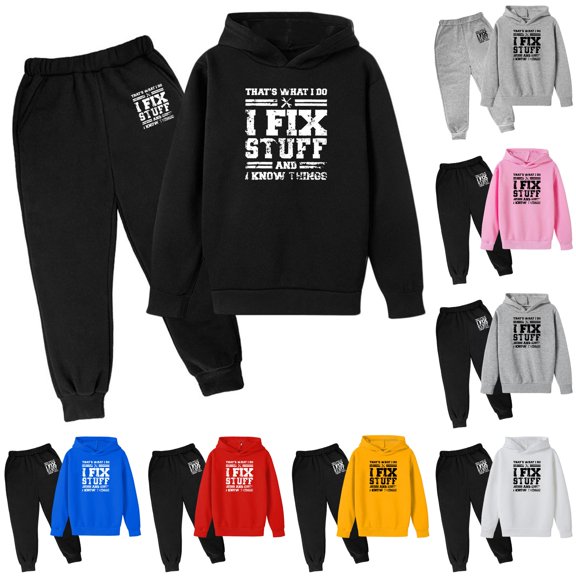 HCYSFG Boys I Fix Stuff Tracksuit Sets 2 Piece Hooded Long Sleeve Sweatsuit Sets Hoodie And Jogger Pants Ribbed Cuffs Matching Sets