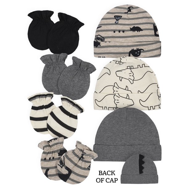 Gerber Gerber Baby Boy Organic Caps and Mittens Bundle, 7Piece Set