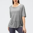 thumbnail image 2 of Hvobtty T-Shirt à Col Rond Décontracté à Manches Courtes pour Femmes, Blouse à Col Rond à Manches Courtes Respirante pour la Course, le Yoga et le Sport pour Femmes, 2 of 4