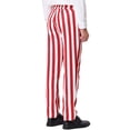 thumbnail image 3 of Unique Bargains Men's Striped Pant Classic Fit Flat Front Business Trousers 36 Red White, 3 of 6