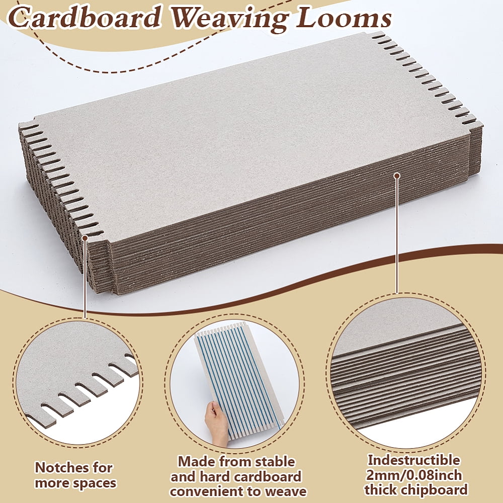 24PCS Cardboard Weaving Looms 6.5x12.6x0.1 Inch Light Gray Paper Weaving Auxiliary Boards Rectangle Knitting Tools Sewing Crochet Basket Jewelry Arts Crafts