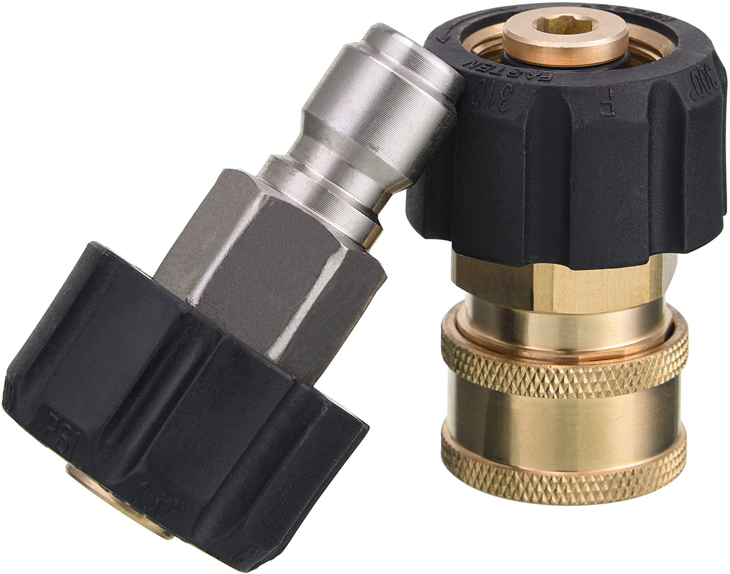 2pcs Pressure Washer Quick Release 1/4 Male M22/14 Female Plug Brass Connector 