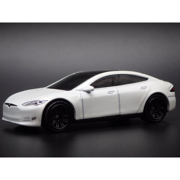 Open Box 2016-2025 TESLA MODEL S WHITE 1/64 SCALE COLLECTIBLE DIORAMA DIECAST MODEL CAR