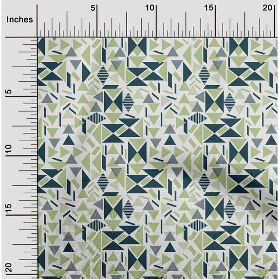 oneOone Cotton Cambric Fabric Rectangle & Triangle Geometric Print Fabric By The Yard 56 Inch Wide